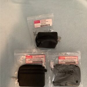 (2) Thirty One Light Traveler Card Wallet & (1) Petite Pouf Black Beauty Pebble